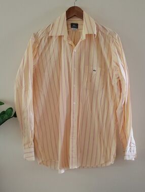 Vintage Lacoste Devanlay Shirt • Early 2000s • Rare Yellow Striped - Sz 42